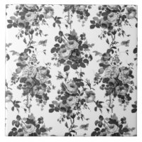 Rosas Românticas Antiguas Vintage de Cinza Branca
