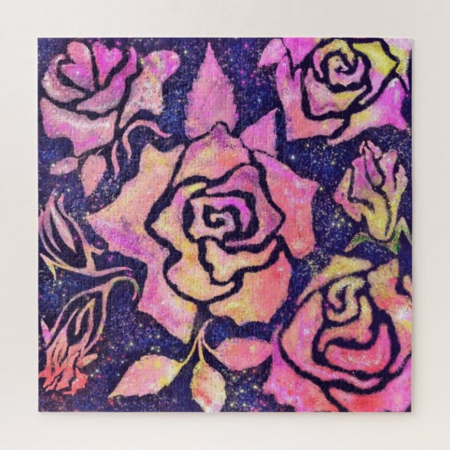 Rosas Românticas Quebra-Cabeça - Arte de Pintura (Vertical)