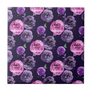 Rosas Românticos Roxo e Cor de Água Rosa Floral