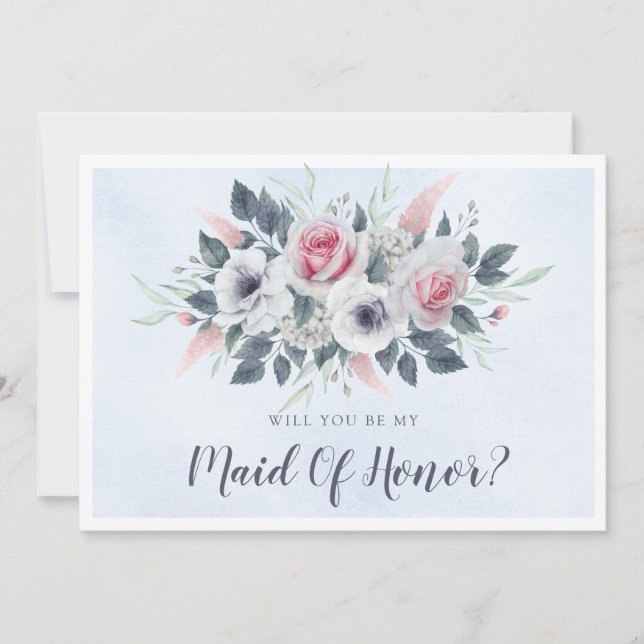 Rosas Rosa Azul Claro Você Será Minha Madrinha de  (Frente)