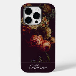 Rosas Rosa-Chic Elegantes Floral no Nome Negro