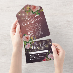 Rosas Rosa Cordas Luzes Vermelhas Borgonha RSVP