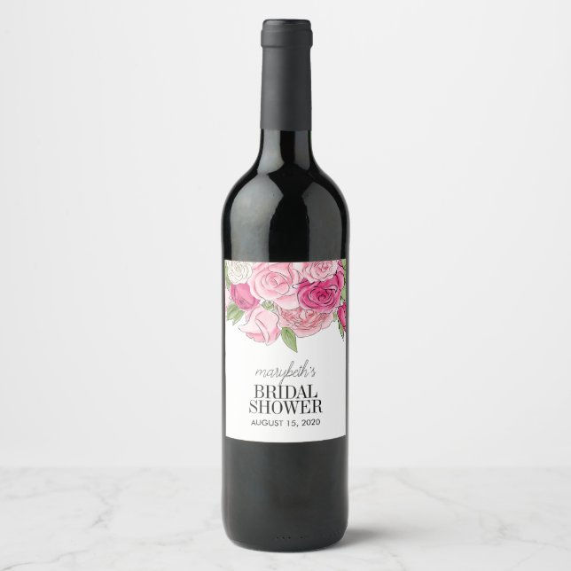 Rosas rosa-d'água Rótulo do Chá de panela Vinho (Frente)
