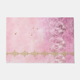 Rosas Rosa Damask Grunge - Porta, tapete