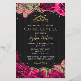 Rosas Rosa de Orçamento Convite para Quinceañera P