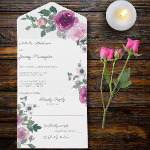 Rosas rosa e fuchsia em branco