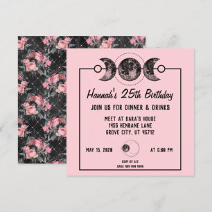 Rosas rosa Elegantes Convites de Aniversário Celes