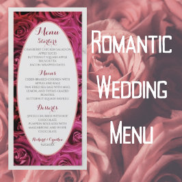 Rosas Rosa Elegantes Menu de Casamento Lux