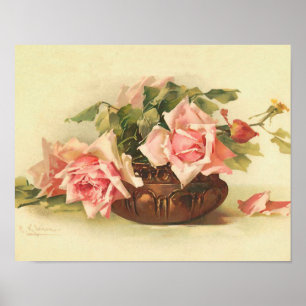 Rosas rosa em uma taça por Catherine Klein Poster