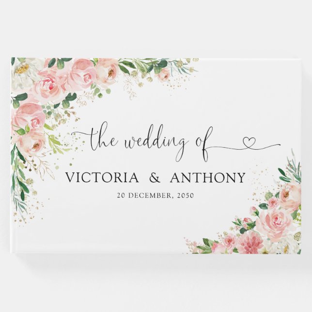 Rosas Rosa-Esbranquiçadas Livro de Convidados (Frente)