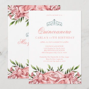 Rosas Rosa Escamosas Convites para Quinceanera