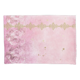 Rosas Rosa Grunge Damask - Pillowcase