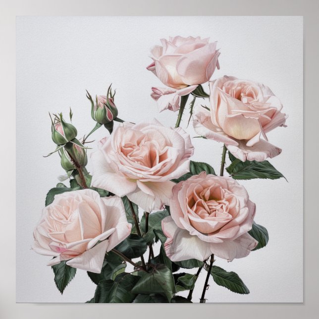 Rosas Rosa, Impressão de Arte Flor Poster (Frente)