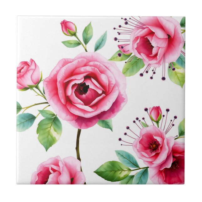 Rosas rosa macio e flores de eucalipto (Frente)
