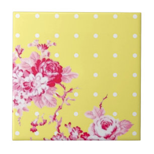 Rosas Rosa No Azulejo Amarelo