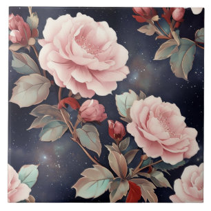 Rosas Rosa no Céu Mágico da Noite
