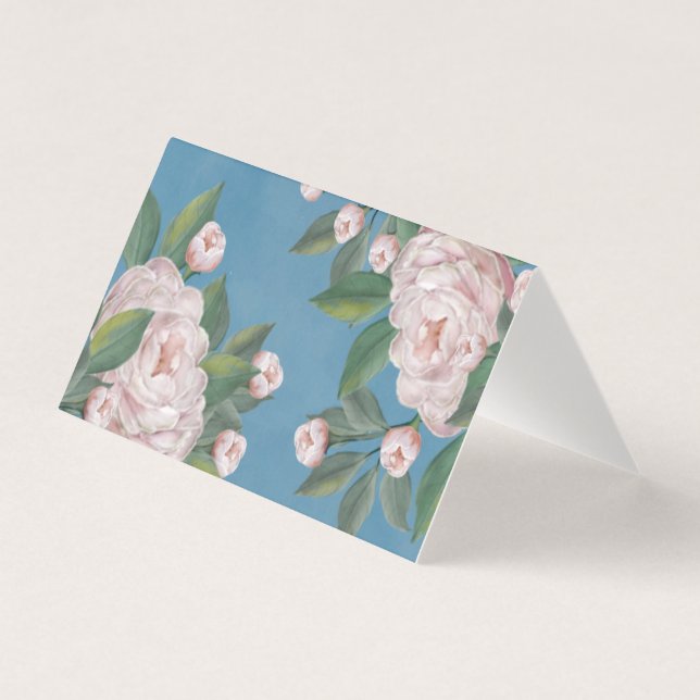 Rosas Rosa Pálido com Fundo Azul Marinho (Frente)