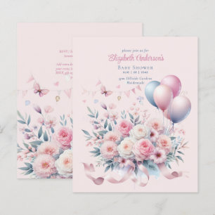 Rosas rosa Pastel Fitas Chá de fraldas Suave Elega