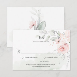 Rosas Rosa Pastel Folhas Verde Pálido RSVP Floral
