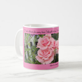 Rosas rosa pensamentos de sua caneca