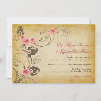 Rosas Rosa Vintage Convite de casamento Russo Flor