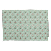 Rosas Rosa Vintage em Pastel Mint Sage Green