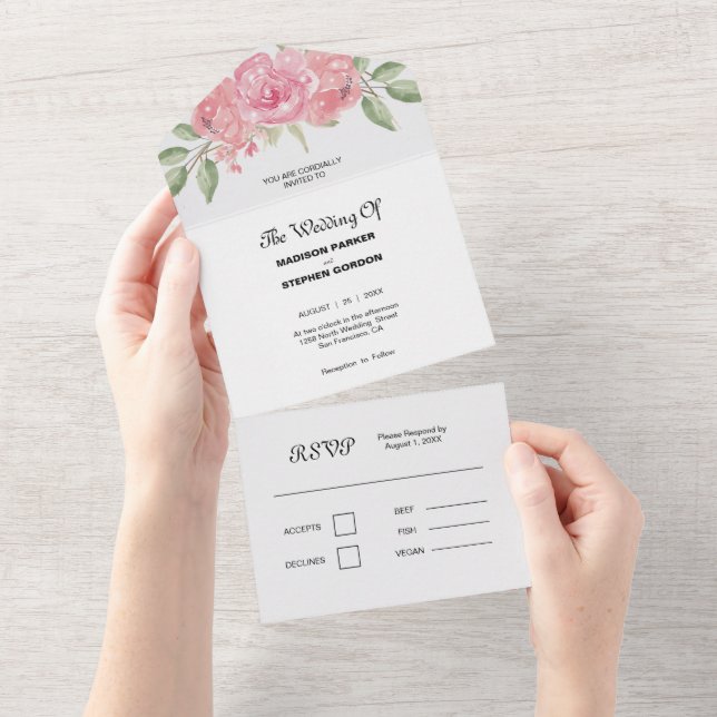 Rosas Rosadas Casamento (Aba destacável)