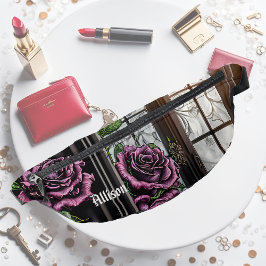 Rosas roxas pela janela - estilo gótico