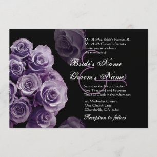Rosas roxos que Wedding o convite metálico