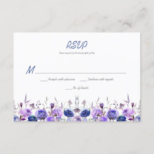 Rosas roxos RSVP da aguarela da lavanda dos azuis