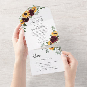 Rosas Russos de Girassol Casamento outono com RSVP
