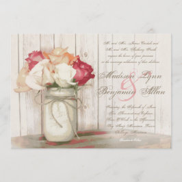 Rosas Rustic Country Mason Jar Convites De Casamen