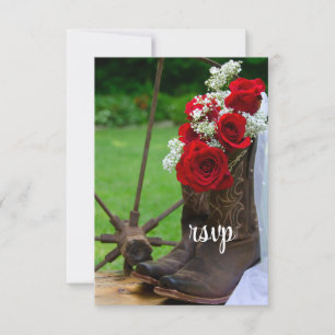 Rosas Rustic Cowboy Boots Country Casamento RSVP