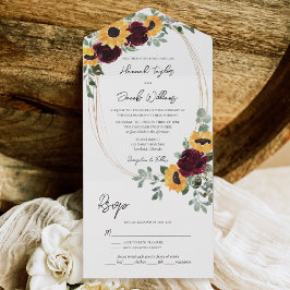 Rosas Rustic Sunflower Burgundy com Casamento RSVP