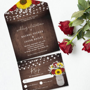 Rosas Rústicos Girassóis Jar Lights Casamento