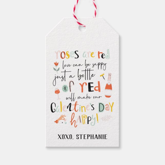 Rosas são a etiqueta do dia da galentina de vinho  (Frente)