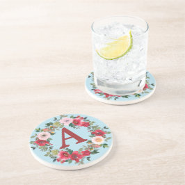 Rosas selvagens com Porta copos de fundo azul de a