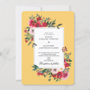 Rosas selvagens e Convite para Casamento Amarelo d