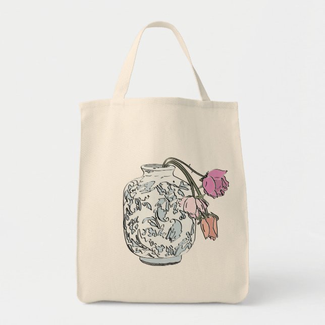 Rosas selvagens numa Bolsa de compra de Bolsa Vase (Frente)