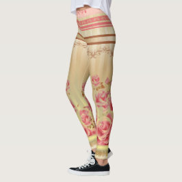 ROSAS SOBRE DOURADOS - Leggings