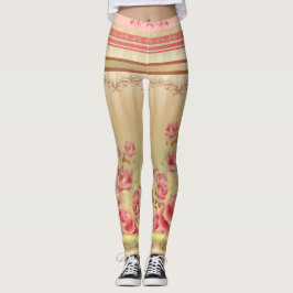 ROSAS SOBRE DOURADOS - Leggings