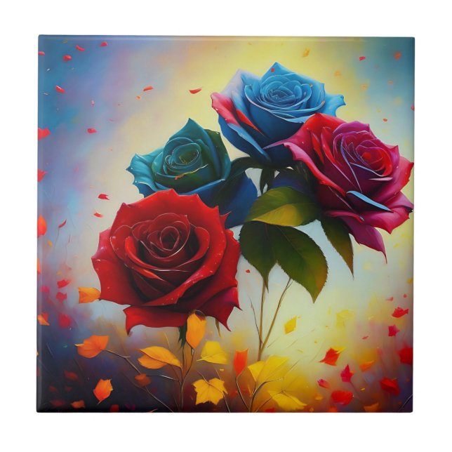 Rosas tricolor, Azulejo cerâmico (Frente)
