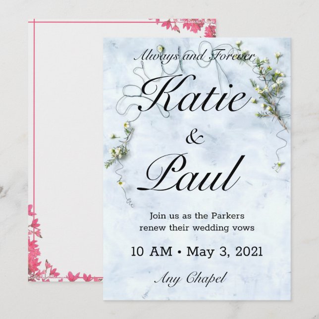 Rosas verdes elegantes Convite de casamento (Frente/Verso)