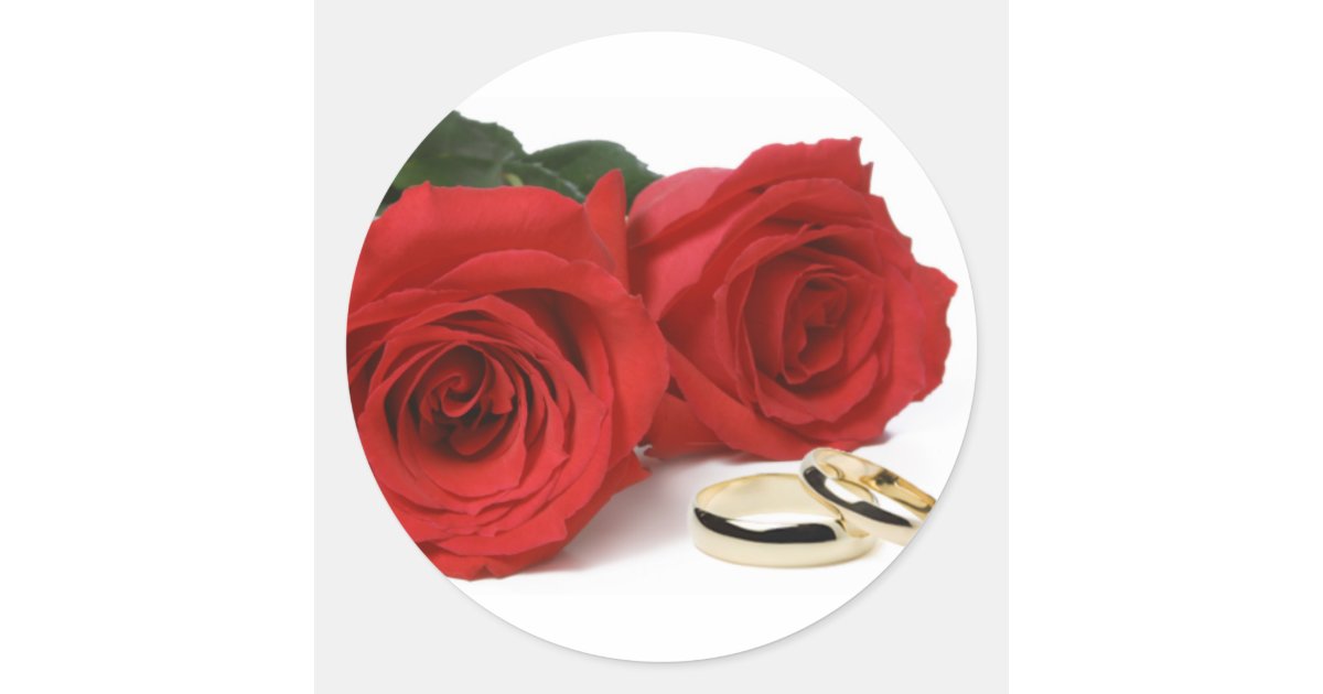 Rosas vermelhas& alianças de casamento adesivo Zazzle Artesanato Nordeste Brasil ~ Rosas vermelhas& alianças de casamento adesivo Zazzle