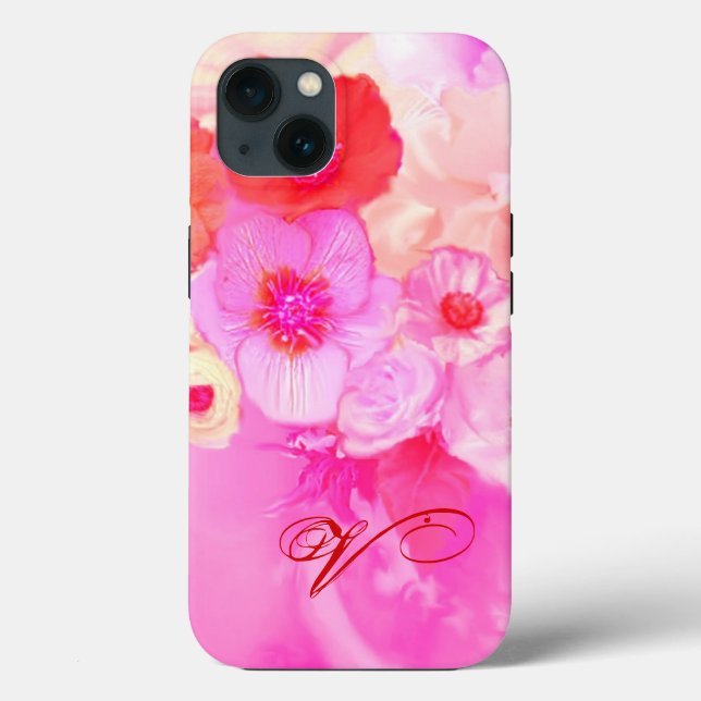 ROSAS VERMELHAS BRANCAS E ANÊMONAS ROSADAS MONOGRA (Verso)