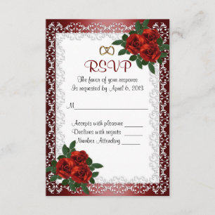 Rosas vermelhas da placa de resposta RSVP