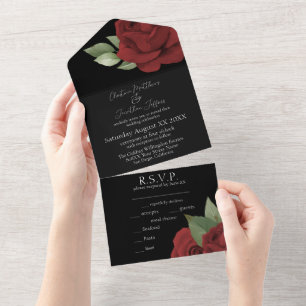 Rosas vermelhas de Aquarela em Preto Motivo