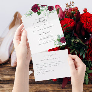 ROSAS VERMELHAS de Borgonha Gypsophila WEDDING
