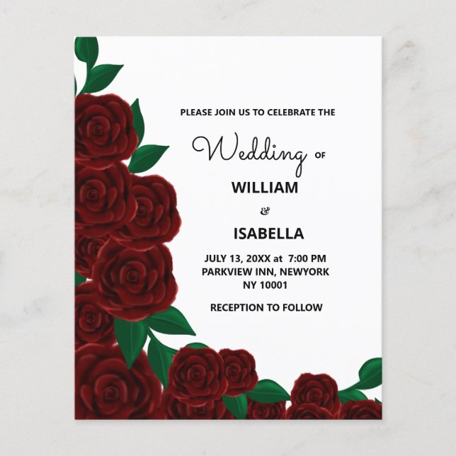 Rosas vermelhas de casamento românticas de orçamen (Frente)