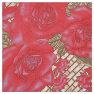 Rosas vermelhas de padrões têxteis   Tecido Floral